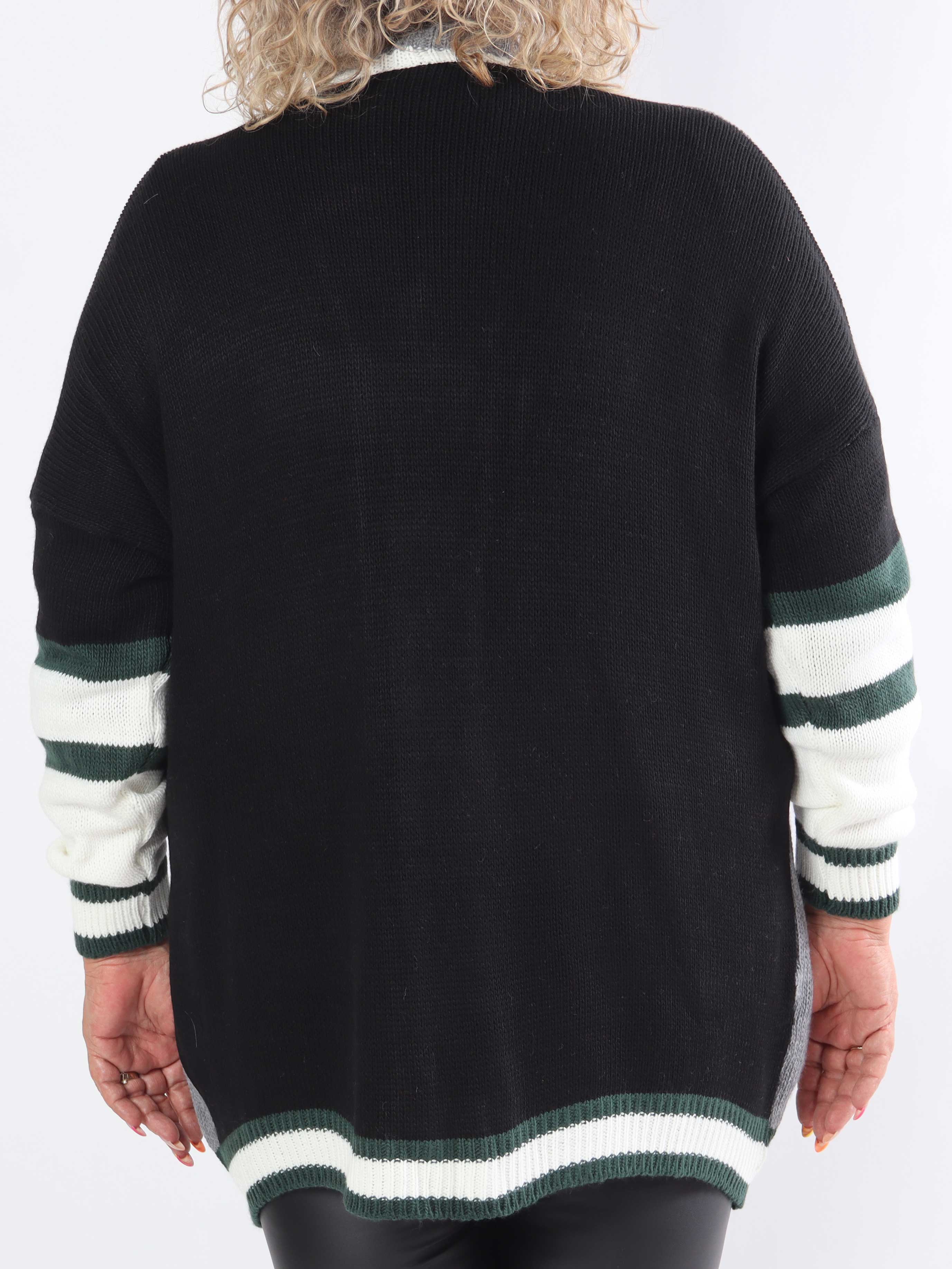 Diah - Mångfärgad college-stickad kofta i plus size